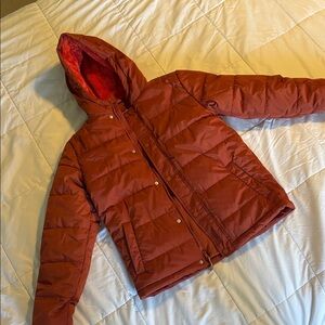 Cat & Jack Rust Red Puffer Jacket with Hood Barely used fleece inside